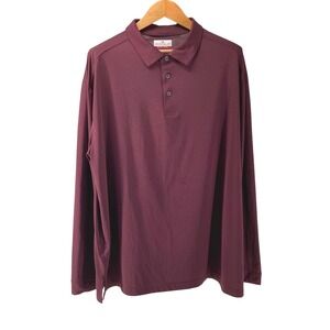 Grand Slam Performance Mens 2XB Long Sleeve Polo Shirt Burgundy Maroon Golf Top